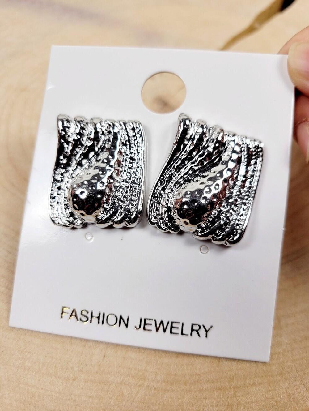 Brand New Silver Tone Irregular Shape Stud Earrings